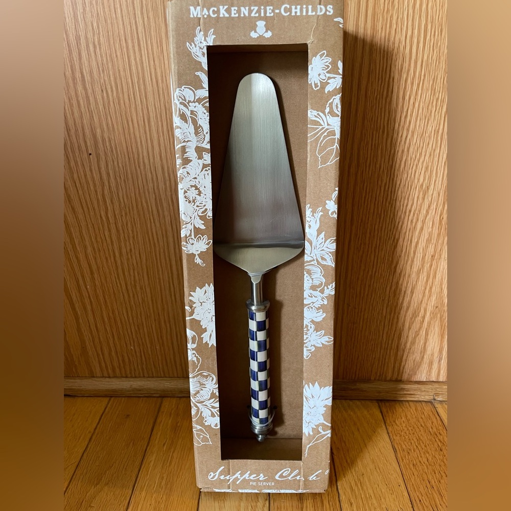 MacKenzie-Childs Blue and White Cake Server